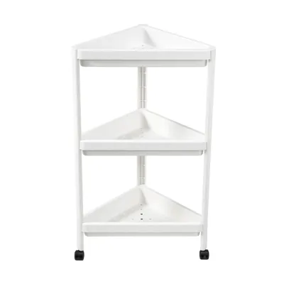 Multipurpose Corner Shelf with Wheels Triangle Rack Storage Shelf Home Organizer