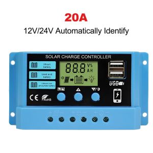 Moketa Solar Charge Controller LCD LED Display Solar PWM 12V/24V 10A 20A 30A USB Panel Surya Charge