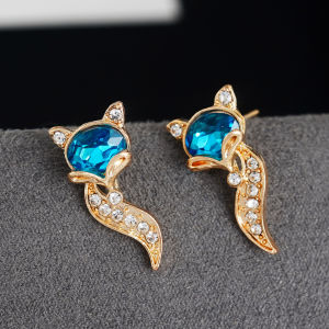 Fashionable Ring Gift 小狐狸耳钉银色耳钉女气质 5年新款夏个性百搭耳环网红耳饰品