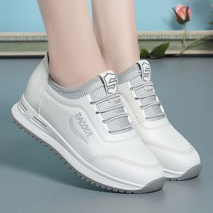 New Spring Fashion Versatile Non Slip Womens Comfort Breathable Sneakers Mother Soft Leather Soft Sole Causal Shoes2026
