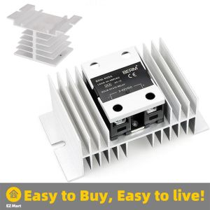 Fast Shipping Aluminum Fins Single Phase Solid State Relay SSR 10A To 40A Aluminum Heat Sink Dissipation Radiator Newest Rail Mount Aluminum Heat Sink SSR Solid State Relay Small Heat Dissipation SSR-Heat-Sink