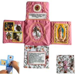 MINIMALUX Sewing Accessories Handcrafted Pocket Devotional Faith Edition Cross Included Inside Cross-Shaped Fabric Pouch Innovative with Cross Saint Images Prayers Sewing Pocket Devotional for Sewing and Quilting