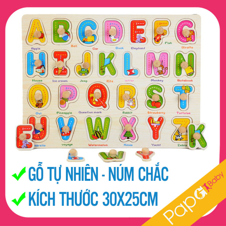Bảng Chữ Số Bằng Gỗ Có Núm Cầm - Chủ Đề Tiếng Anh, Gỗ Cao Cấp, Vừa Học ...