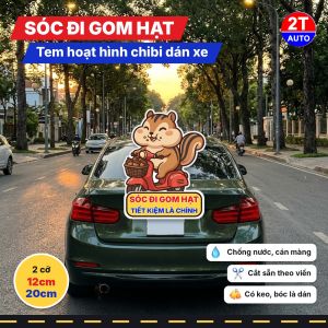 Tem Dán Xe Sóc Chuột Phồng Má Chở Hạt Dẻ Đi Xe Máy Chibi Sticker Hoạt Hình Dán Xe Máy Ô Tô Chống Nước
