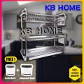 【KB HOME】【READY STOCK】【SUS304】【3 TIER】 Disk Rack Table with Dish Rack Table Top Dish Rack 3 Tier Kitchen Dish Rack. 