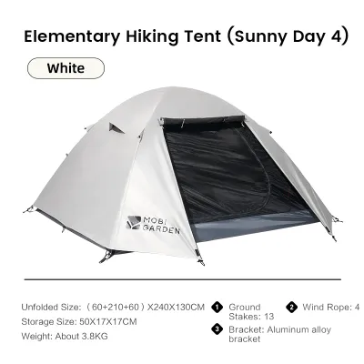 MOBI GARDEN Camping Backpacking Tent Waterproof Rainproof Hiking Silver Coated Sun Protection Easy Set Up