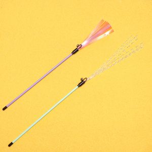 Cat Toy Wand Interactive Cat Feather Toy Cat Teaser with Sound Paper Tassels and Soft Line Tube