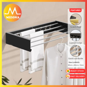 MIZONA Invisible Foldable Wall Mount Multifunctional Clothes Hanger Drying Rack Wall Space Saving Baju Rak Pakaian Dilipat Pengeringan