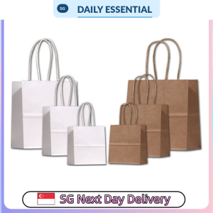 【DAILY ESSENTIAL】 Kraft Paper Gift Bags | Brown 21 x 11 x 27 cm and White 26 x 12 x 31 cm