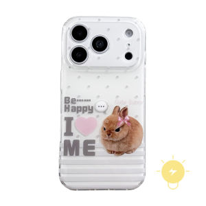 For iPhone 16 Pro Max Case TPU Rabbit Polka Dot Stripe Polka Dot Phone Case For iPhone 15 Cover 手机壳 Aesthetic Korean Cute