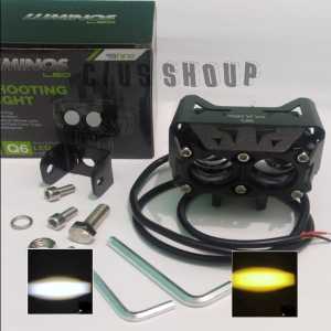 LUMINOS LAMPU SHOOTING LIGHT / SOROT Q6/Q6 PRO 2 MATA 3 MODE 2 WARNA WHITE YELLOW TRANSFORMER