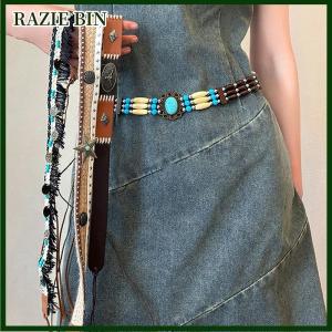 RAZIE BIN Bohemian Retro Ethnic Style Waist Rope For Women Girls Simple Dress Belt Hand Woven Waist Chain Clothing Accessories Gifts