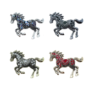Shimmering Rhinestones Horse Pin Handmade Enamel Designs Lightweight Accessory for Everyday Wear