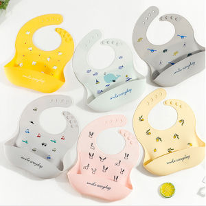 Waterproof Baby Bibs Soft Silicone with Pocket