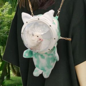 FANGAN ฝาครอบอะคริลิค กระเป๋าเดินทางสำหรับหนูแฮมสเตอร์ โปร่งใสโปร่งใส โซ่โลหะปรับได้ กระเป๋าเดินทางสำหรับสัตว์เลี้ยงขนาดเล็ก กระเป๋าใส่หนูตะเภา ระบายอากาศได้ระบายอากาศ กล่องพกพาหนูแฮมสเตอร์ ของหนูแฮมสเตอร์