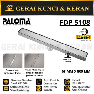 PALOMA FDP 5108 Floor Drain Panjang Strainer Saringan Got Kamar Mandi Smart Drain Anti Bau