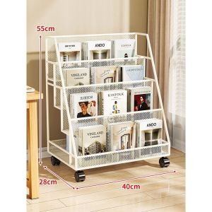 Bookcases & Shelving Bookshelf Portability Movable Book Shelf Rack Storage Movable Book Shelf Rack Cabinet Movable Organizer with Wheels Large Capacity