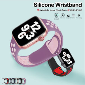 Silicone Sports Watch Band for iWatch Series 1/2/3/4/5/6/7/8 SE Rubber Strap 38/40/41/42/44/45/49mm Fashion Breathable Hole Silicone Wristband