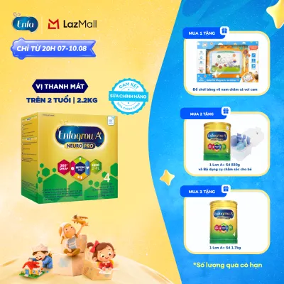 [TỪ 20H 07/08-10/08] Sữa bột Enfagrow A+ Neuropro 4 2.2kg với DHA giúp phát triển não bộ cho bé từ 2-6 tuổi - Kiểm tra Quà trong giỏ hàng
