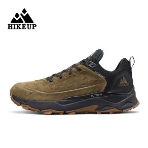 HIKEUP Hiking Shoes for Men Outdoor Sports Camping Walking Shoe Suede Genuine Leather Breathable Sneaker Non-slip Anti-slip