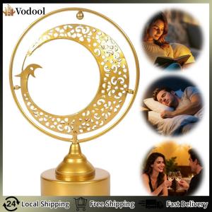 【Vodool】Metal Crescent Moon Lamp Battery Powered Mubarak Table Centerpiece for Eid Muslims Home Party Decor