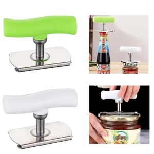 JURHOMIE Stainless Steel Bottle Cap Opener Adjustable Labor-saving Can Opener Portable Non-Slip Lids Off Jar Opener Kitchen Gadget