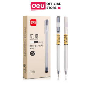 Bút bi nước mực gel Đen Deli bút gel đen ngòi 0.5mm bút viết calligraphy mực đều nét đẹp khô nhanh - A117