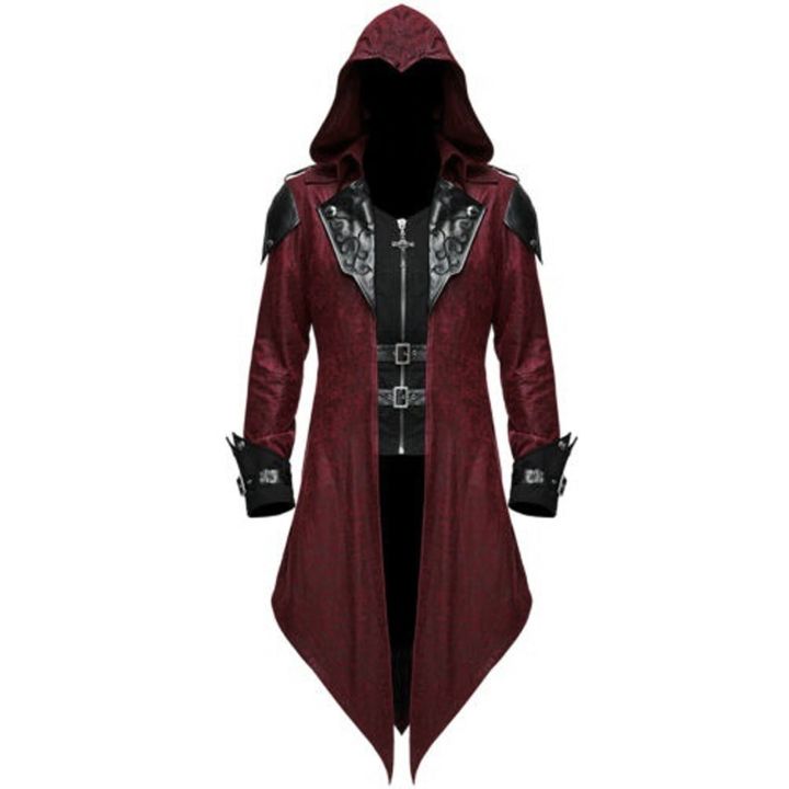 Rainny Men Tailcoat Jacket Goth Steampunk Uniform Hoodie Party