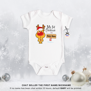 Christmas Baby Onesie Santa Hat | My First Christmas Newborn Cotton Bodysuit 0-12 Months
