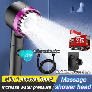 🔥SG Stock 🔥Showerhead 3 Modes High Pressure Water Saving One-Key Stop Water Massage Filter Element Adjustable Water Saving Shower