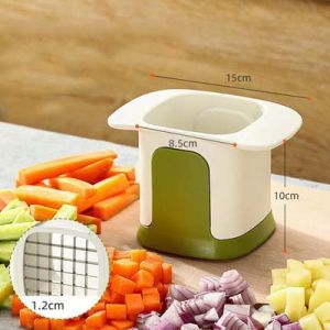 Vegetable Chopper Kitchen Dicing and Slitting Tool Portable Home Press Slitting Machine Safe Detachable Slitting Device Multifunctional Household Potato Chopper 2-in-1 Vegetable Chopper Dicing & Slitting