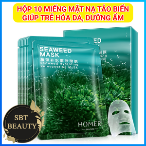 Hộp Chứa 10 Miếng Mặt Nạ Tảo Biển HOMER Miếng 25ml – Làm Trẻ Hóa Làn Da Chống Lão Hóa Nâng Cơ Săn Chắc Dưỡng Ẩm Sáng Da