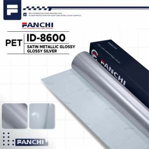 152Cm Sticker FANCHI ID-8600 PET Satin Metallic Glossy Silver / Meter