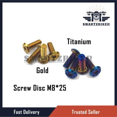 ( 1 PC ) Disc Brake Plate Screw M8 Universal Front Rear Titanium Gold Skru Steeless EX5 RXZ Wave125 Wave110 Wave Dash Y15 Y15ZR Y16 Y16ZR Y125Z 125Z Y110 NVX SRL115 LC LC135 RS150