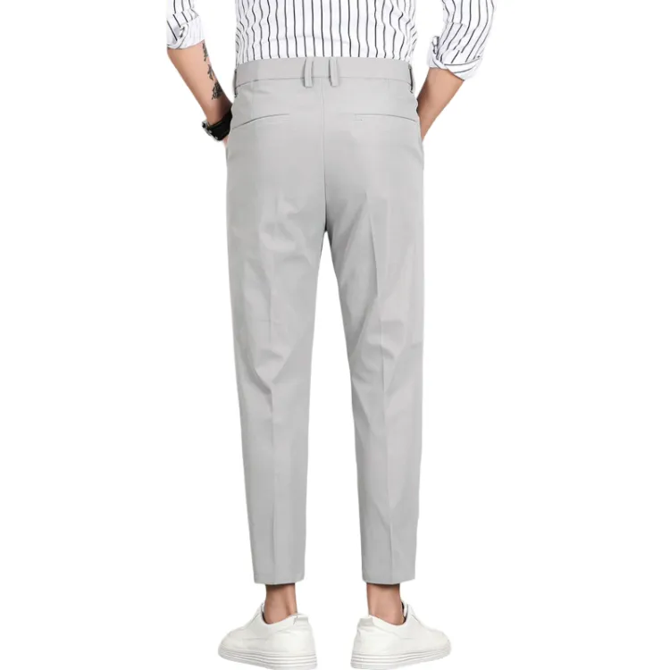 Formal Casual Attire Korean Style Plain Light Gray Slacks Pants For Men-  A902