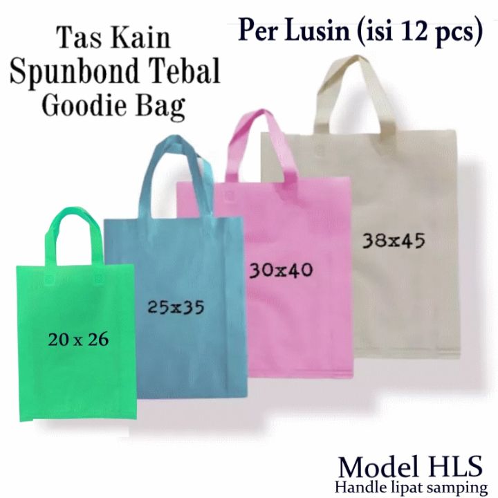 1 Lusin Isi 12 Pcs Tas Kain Spunbond Goodie Bag Tali Ukuran Jumbo ...