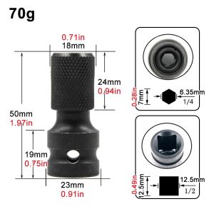 Hex Adapter Tool 1/2 To 1/4 Conversion Joint With Knurled Grip For Heavy Duty Work. Quick Release Adapter Plug and Play Double Efficiency Retractable Auto-lock Design.