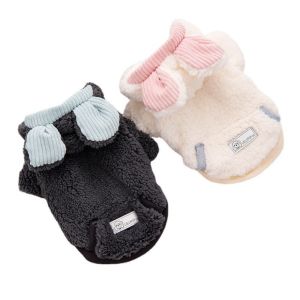 EASYEAH Windproof Dog Warm Clothes Winter Fleece-lined Dog Hiking Jacket Cute Thickened Plush Dogs Coat for Small Medium Dog