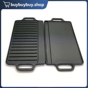 Cast Iron Double Sided Griller Non-Stick Reversible Grill Pan For Outdoor Barbecue Frying Pan