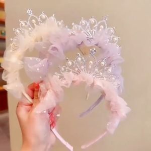 Princess Crown Headband Cute Tiara Headdress Girls Hair Accessories for Party Birthday Costume Dress Up