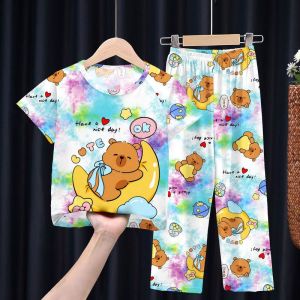 TUmama In hình gấu dễ thương Bộ Đồ pyjama cho bé tay ngắn quần dài mềm mại thoải mái ngủ cho Xuân Hè