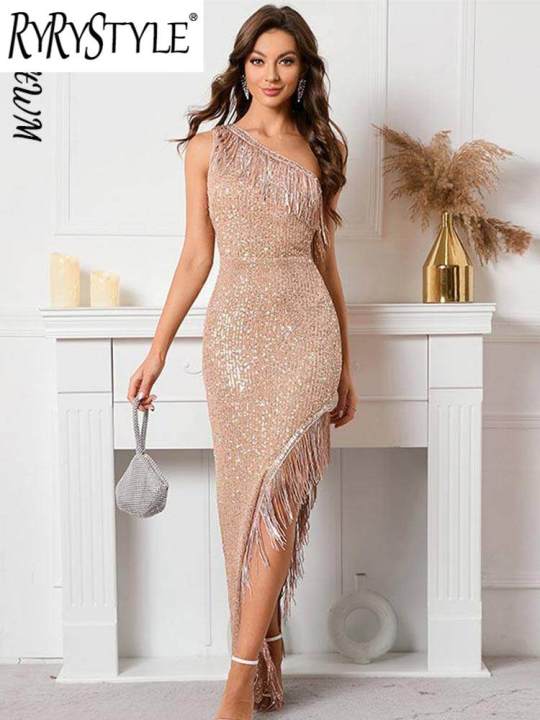 Womens Sexy Shiny Transparent Slim Fit Dresses Nightclub Sequins Backless  Dress 