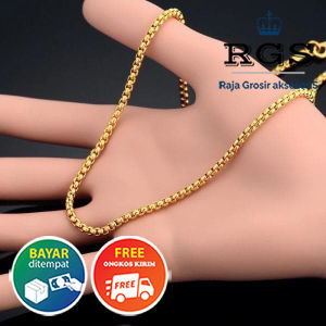 [Bayar di Tempat] KALUNG TITANIUM PRIA SUPER KEREN - WARNA GOLD