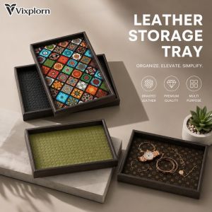 Leather Tray Rectangular Braided Valet Organizer Non Slip Base Entryway Desk Catchall Keys Jewelry Home Decor