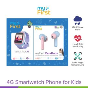 [Bundle Gift Set] myFirst Fone S3 Smart Watch Phone for Kids + myFirst CareBuds True Wireless Stereo for Kids