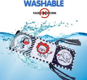 ZEEMIN Soft Cloth Baby Books 0-12 Months 3D Black White High Contrast Cloth Book Washable Non-Toxic Early Baby Book Montessori Crib Toy