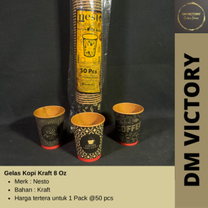 Paper Cup Motif Kraft 8 oz / Gelas Kopi Kraft isi 50 pcs NESTO