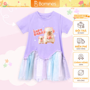 Váy bé gái Capybara Bomines đầm bé gái phối lưới mềm mịn 2- 12 tuổi 8kg - 36kg DLSCAPYHONG