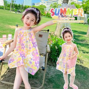 🌸กระโปรงทรงเอเด็กหญิงสีชมพูม่วงลายดอกน่ารักชุดเจ้าหญิงของใหม่ปี2025🔥โปรโมชั่นส่งฟรี✨