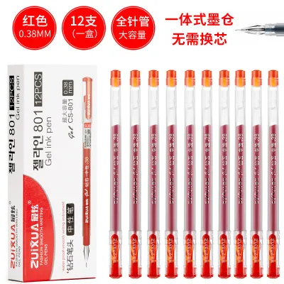 ZUIXUA 12แท่ง/กล่อง ปากกาเจล ปากกาเจลหัวเพชร ปากกาเขียนลื่น 0.38mm